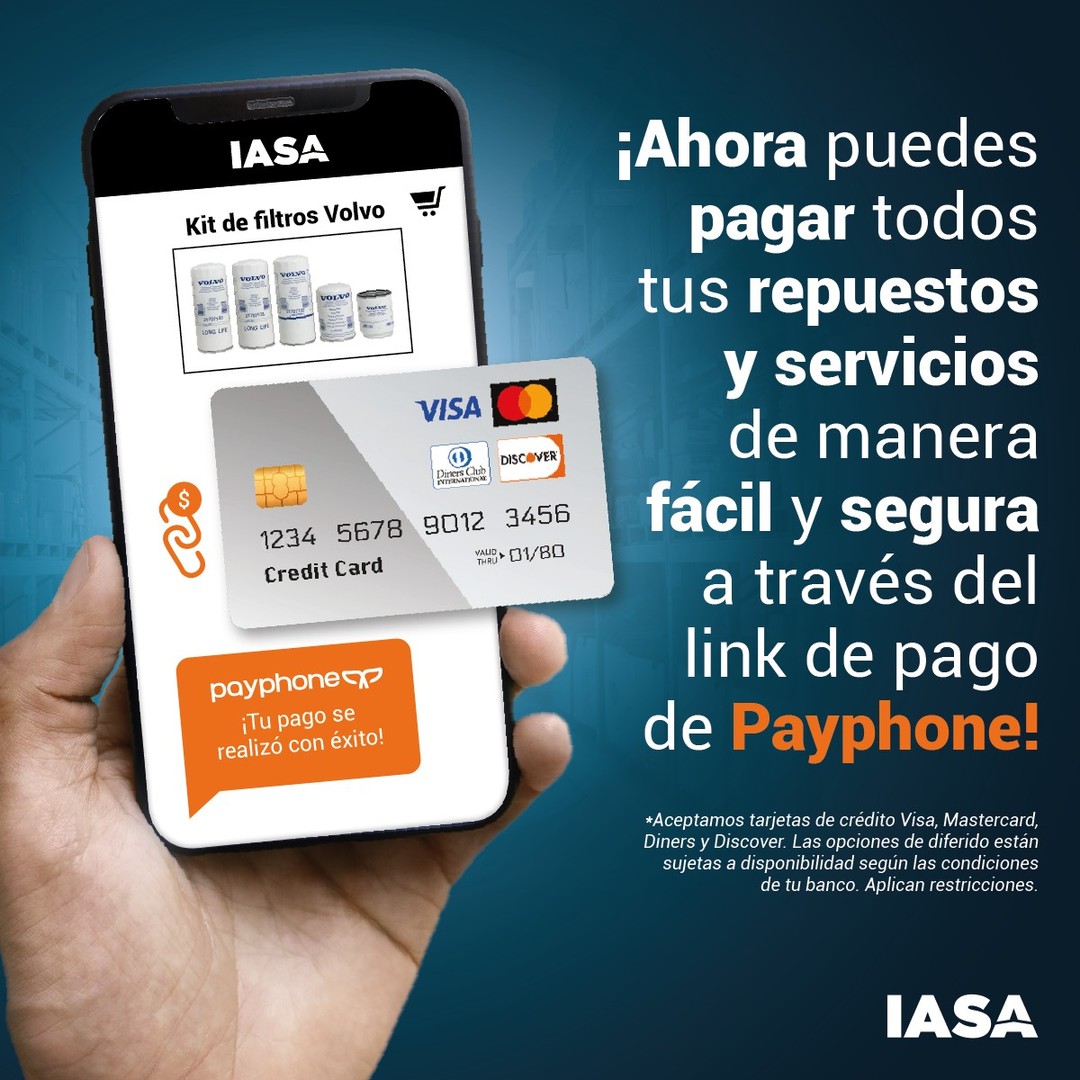 Paga Repuestos y Servicios IASA Fácil Online con Payphone