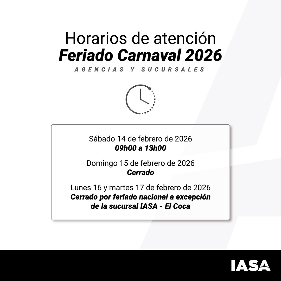 IASA: Horarios Feriado Carnaval 2026 - Cierre y Reapertura