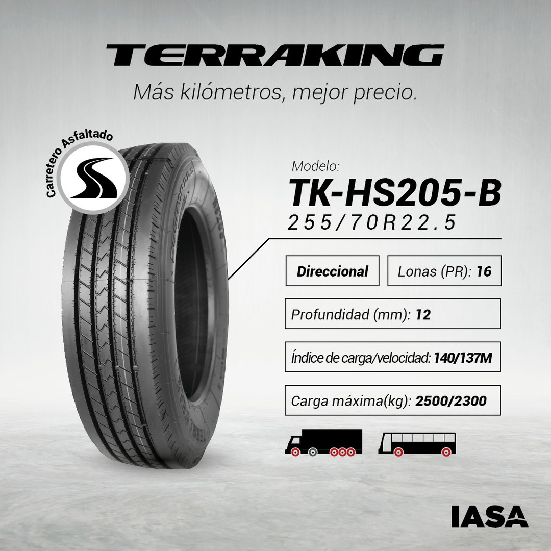 Llanta TERRAKING 255/70R22.5: Tracción y Durabilidad