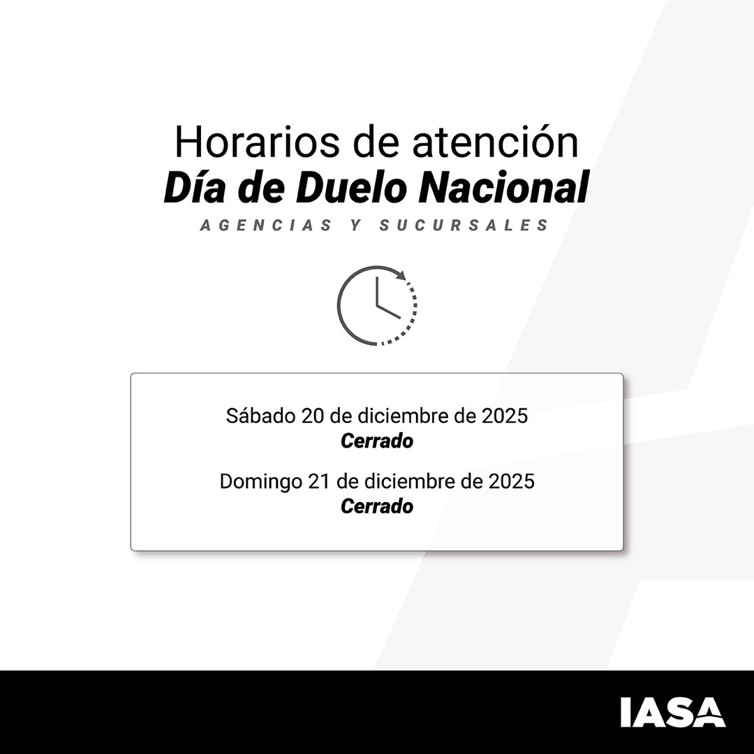 Aviso IASA: Cierre Nacional 20 Dic 2025 por Duelo