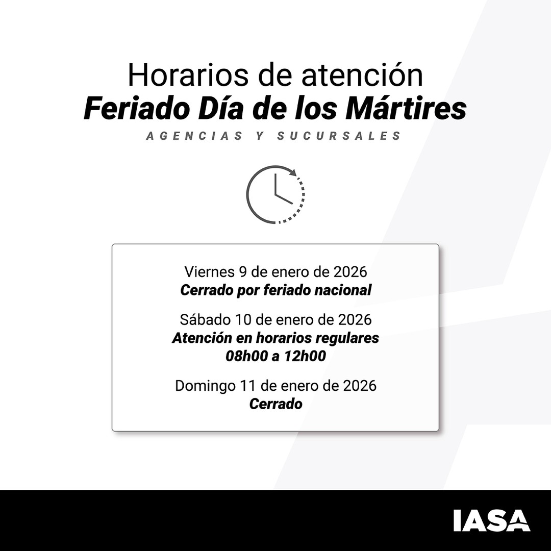 Aviso IASA: Cierre por Feriado Día de los Mártires