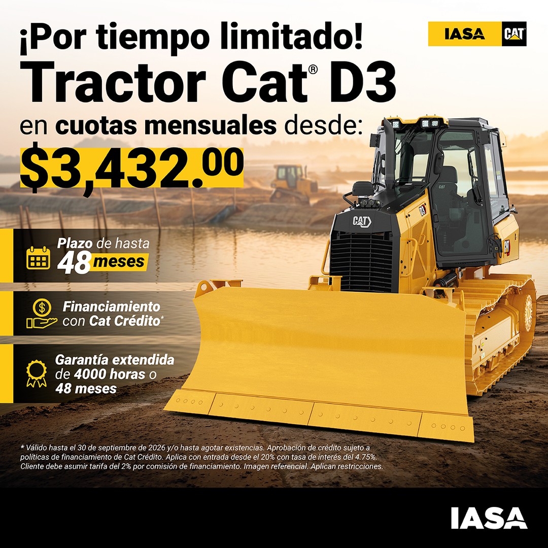 Tractor Cat D3: Cuotas desde $3,432 y Financiamiento Cat