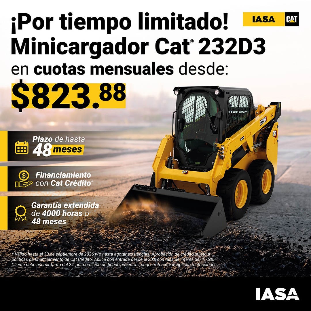 Minicargador Cat 232D3: Oferta con Cuotas Desde $823.88
