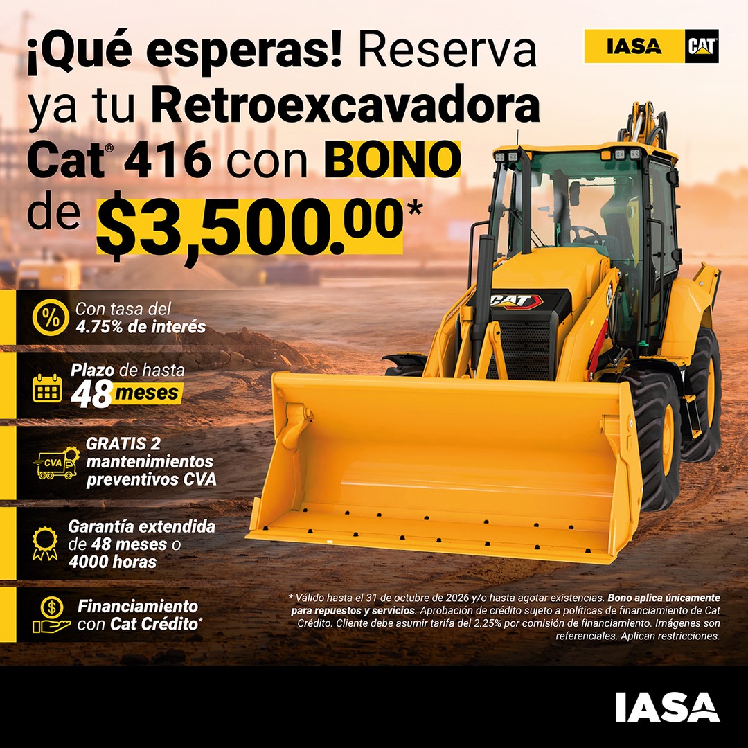 Oferta Retroexcavadora Cat 416: ¡Bono de $3,500 y Más!